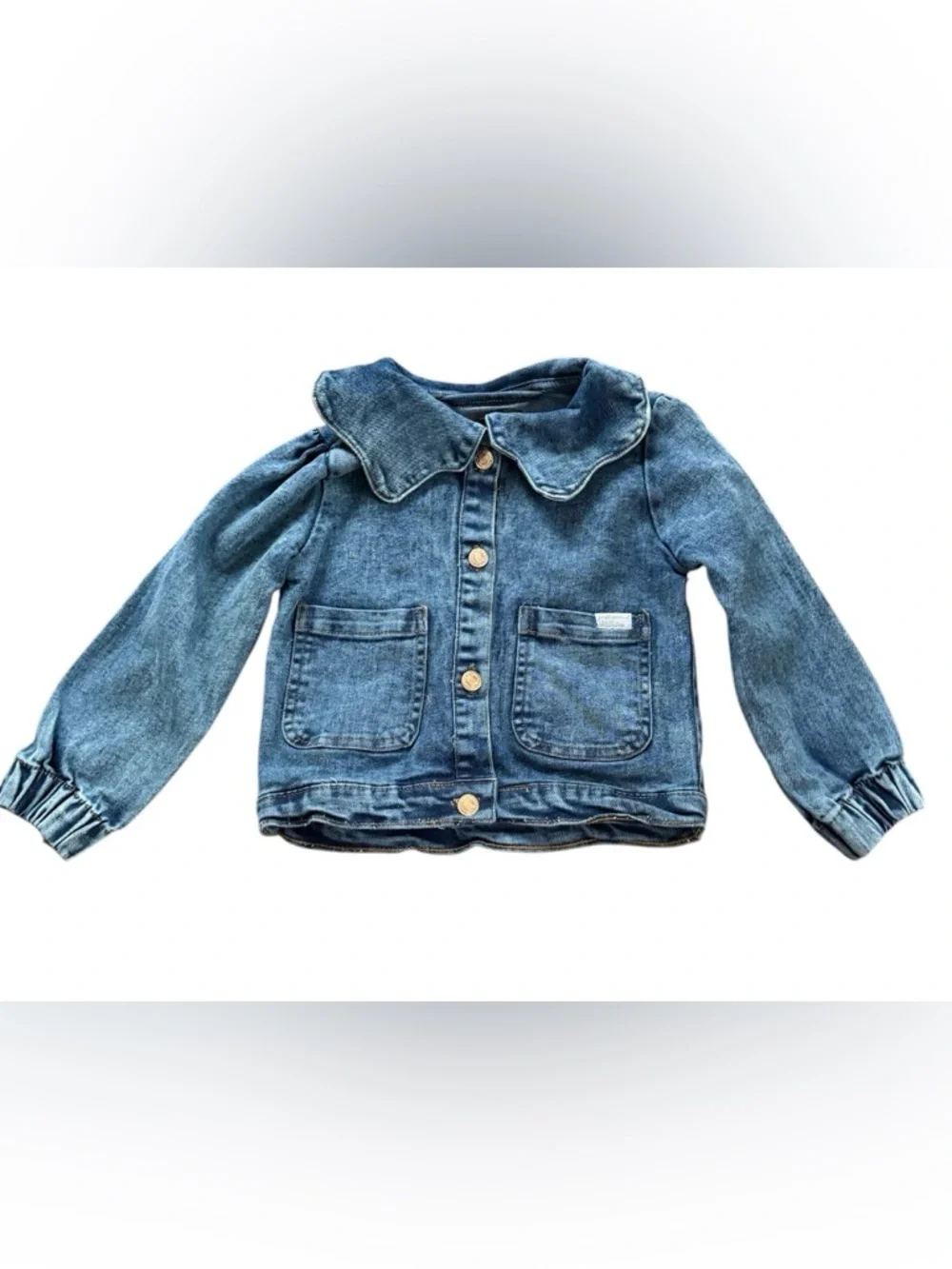 7 For All Mankind Blue Denim Jacket Girls 3T Button Front Collared Pockets - Picture 1 of 5